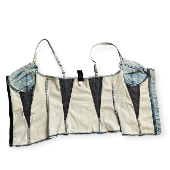 Vintage Y2K Denim Bustier Corset Top Acid Wash Women’s 10 London Jean - Picture 8 of 8